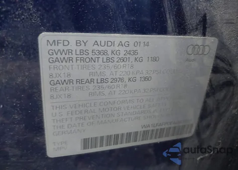 2014 Audi Q5 2.0T Premium из США, поврежденный, VIN WA1LFAFP0EA083351